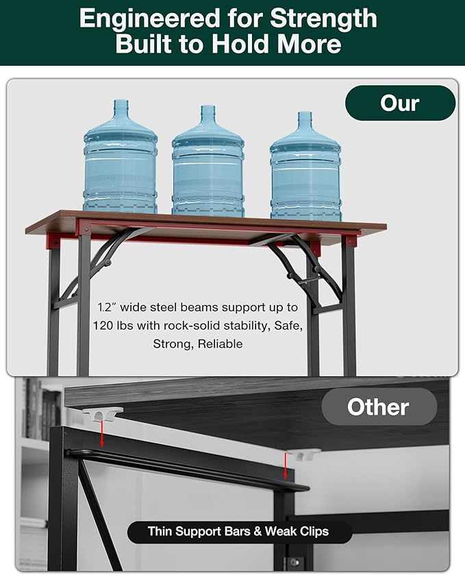 Frylr Small Folding Computer Desk – 55.1 Inch Portable Table for Craft and Study, Lightweight Desk for Small Spaces, Foldable Laptop Table Built-in AC/USB Outlets for Convenience, Dark Walnut