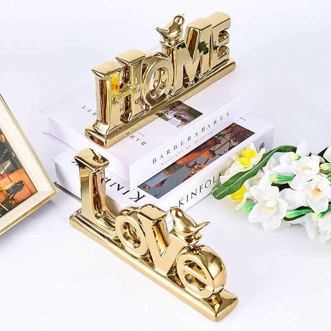 Love Sign Decoration - Gold Bird Sculpture Personalized Love Decor for Home, Living Room, Bedroom, Desktop & Cabinets