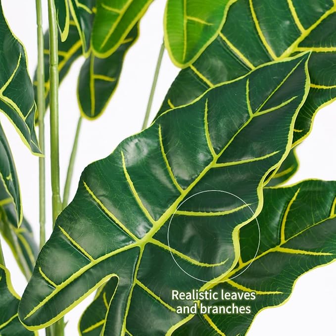 Melorca&Guilla Artificial Plants 2PCS 30“ Fake Taro Plants,Large Faux Plant,Artificial Grass Greenery Shrubs Bushes for Garden Porch Window Box Shop Office Home Décor