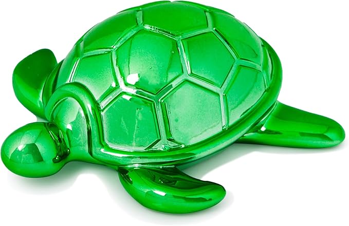Small Sea Turtle Statue 4 inch Shiny Green Accent Knick Knacks Paperweight for Bathroom Home Office Shelf Desk Table Decor, Cute Sea Turtle Gifts for Women