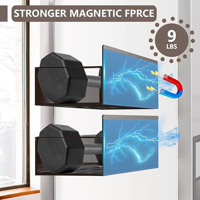 Magnetic Spice Rack Organizer for Fridge Seasoning Organizer for Kitchen Storage With Screw Magnetic Shelf for Oven, RV,Garage,Bathroom (Bronze, 4pack)