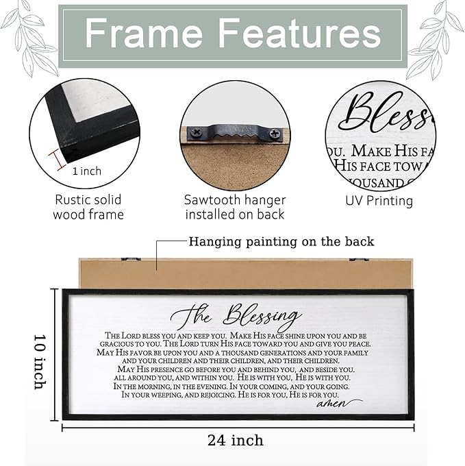 The Blessing Christian Song Lyrics Wall Decor Art 24"X10" Quote Christian Bible Verse Religious Scripture Wall Sign (Black)