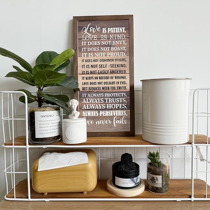 Love is Patient Love is Kind Wall Art, 1 Corinthians 13 Wall Art, God Walls Decor, Hanging Frame Bible Verses Walls Décor, Christian Gift