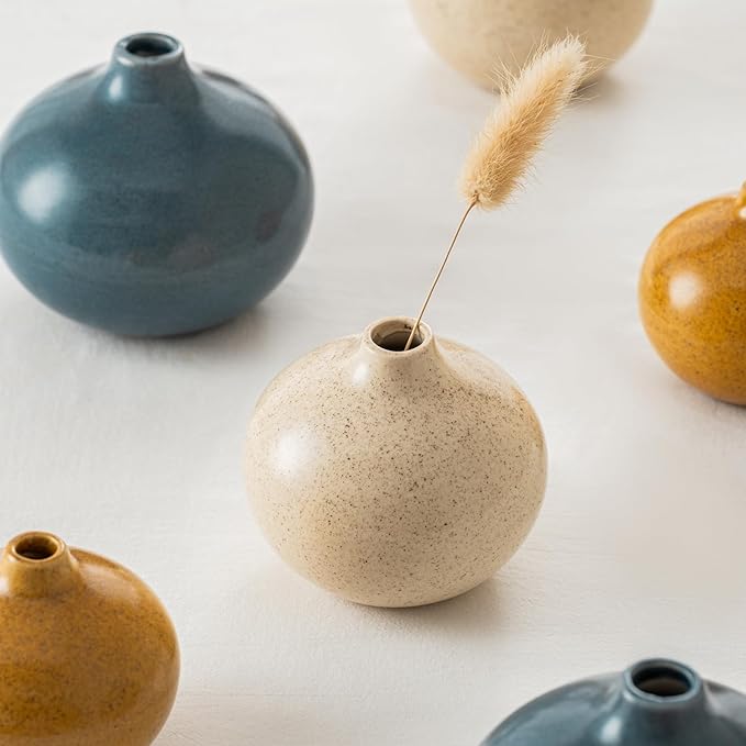 Ceramic Vase Set of 3,Small Vase for Home Decor,Mini Flower Vase, Decorative Vase for Table Living Room,Bedroom, Kitchen, Bathroom, Bookshelf