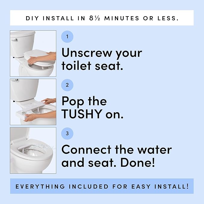 TUSHY Classic 3.0 Bidet Seat Attachment - A Non-Electric Self Cleaning Water Sprayer with Adjustable Water Pressure Nozzle, Angle Control & Easy Home Installation (Biscuit/Platinum)