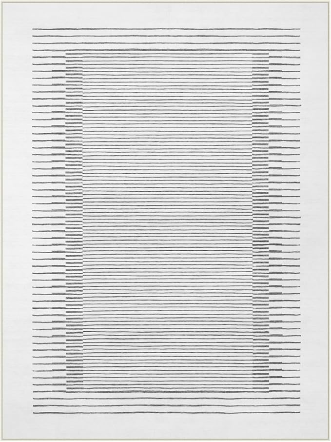 Wonnitar Striped 9x12 Rugs for Living Room, Non-Slip Soft Grey Berber Stripe Bedroom Rug, Low Pile Minimalist Floor Carpet for Dining Room Living Room Department (Grey,9' x 12')