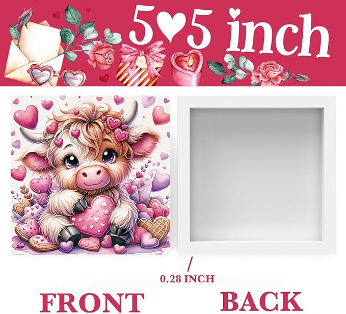 Valentines Day Decor Valentines Day Decorations Valentines Day Office Decor Valentines Day Table Decor Pink Valentines Day Decorations Valentines Decor Gifts for Girlfriend, Highland Cow Wooden Decor