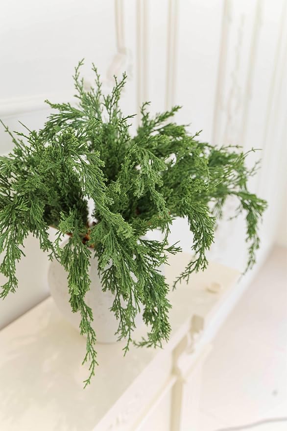 MISSPIN 12 Pcs 22.3 Inches Artificial Christmas Cypress Branches, DIY Crafts Faux Branches for Xmas Indoor Outdoor Home Decor