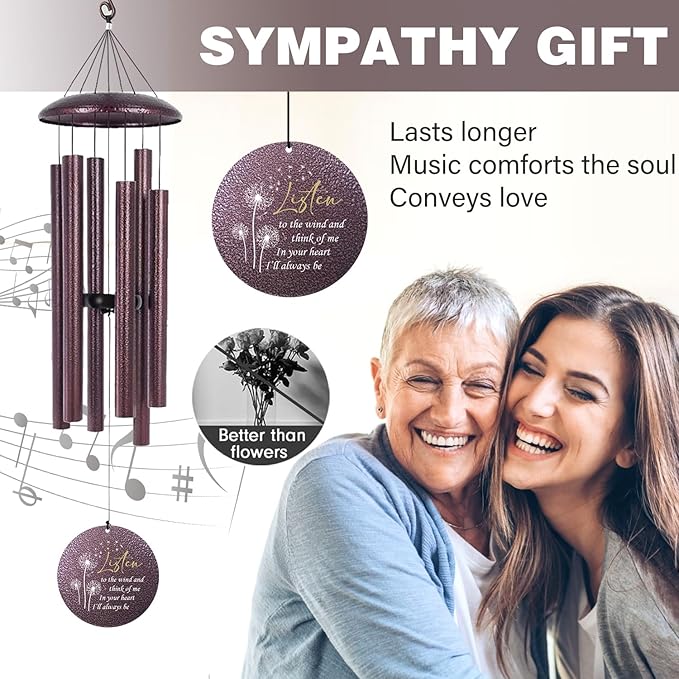 ASTARIN 36" Large Deep Tone Personalized Sympathy Wind Chimes, Memorial Wind Chime for Loss of Mother Father Loved One, Bereavement Gifts Decor Outdoor Patio Garden Graveyard
