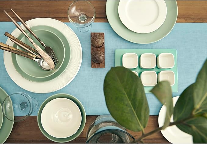 Solino Home Linen Aqua Blue Table Runner 108 Inches Long - 100% Pure Linen 14 x 108 Inch Table Runner for Dining - Fete