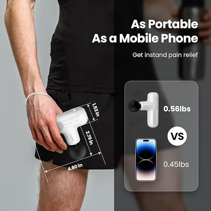 Super Mini Massage Gun Deep Tissue for Athletes, Small Travel Massage Gun, Handheld Portable Muscle Massager for Full Body Pain Relief, 2025 Gifts for Man&Women