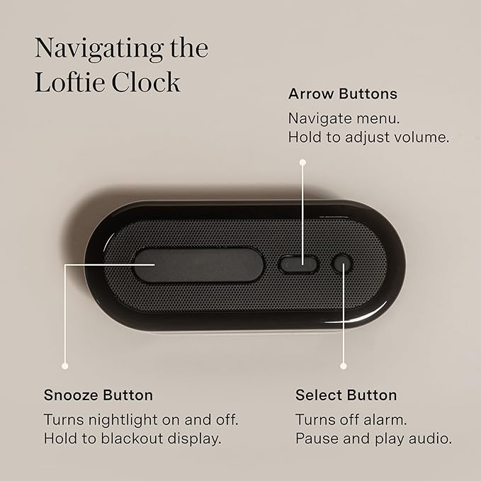 Loftie Alarm Clock with Sound Machine – Smart Alarm Clock with Light, White Noise, Bluetooth Speaker, Night Light Sound Machine, 100+ Sounds, Blackout Mode, No WiFi Mode, Optional Subscription - White