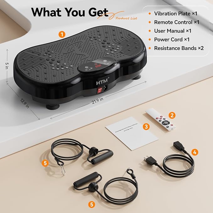 Vibration Plate Exercise Machine - 300 lbs Weight Capacity, 120 Speed Levels, 9 Workout Modes for Home Fitness, Muscle Toning & Weight Loss
