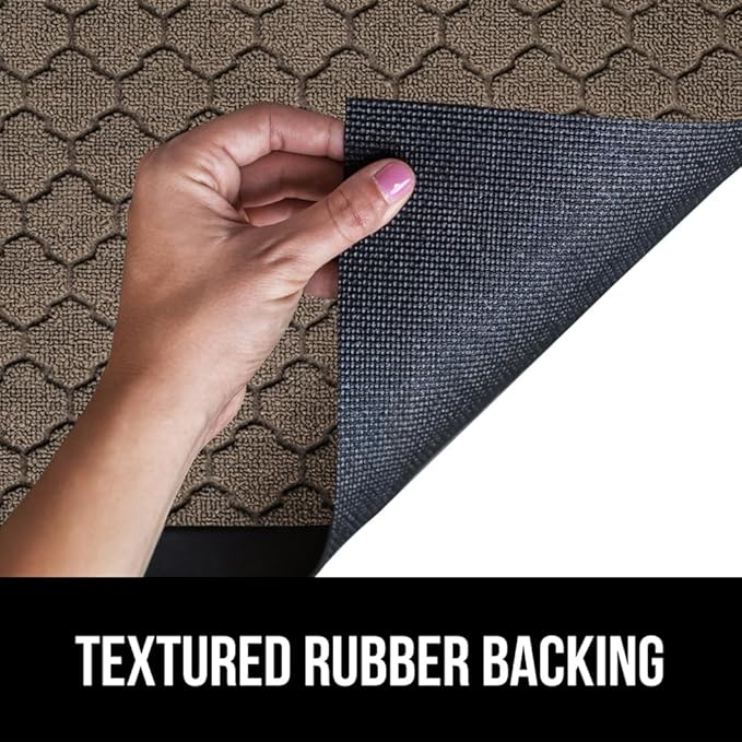 GORILLA GRIP 100% Waterproof All-Season WeatherMax Doormat 35x23, US Designed Natural Rubber, Stain and Fade Resistant, Low Profile Indoor Outdoor Door Mats, Easy Clean Patio Mat, Latte Quatrefoil