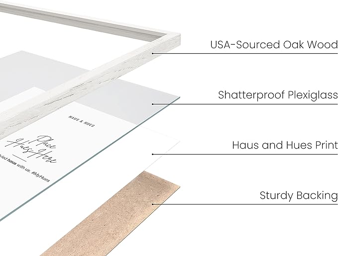 HAUS AND HUES White Poster Frames 24 X 36 Inches - Set of 3 Large Picture 24x36, Frame Sets for Wall Collage 24x36 Wood, Gallery 24x36 (White Oak Frame) 24x36 in