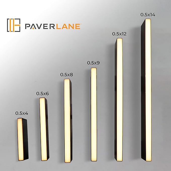 LUMENGY Paver Light Slim 0.5x8 Inch (0.55 x 7.87 inches) 2700K Warm White Glare-Free Steel Brick Lighting for Pavers, Walls, Driveway & Pathway Borders, Waterproof, Drive-Over Rated - 12V AC/DC