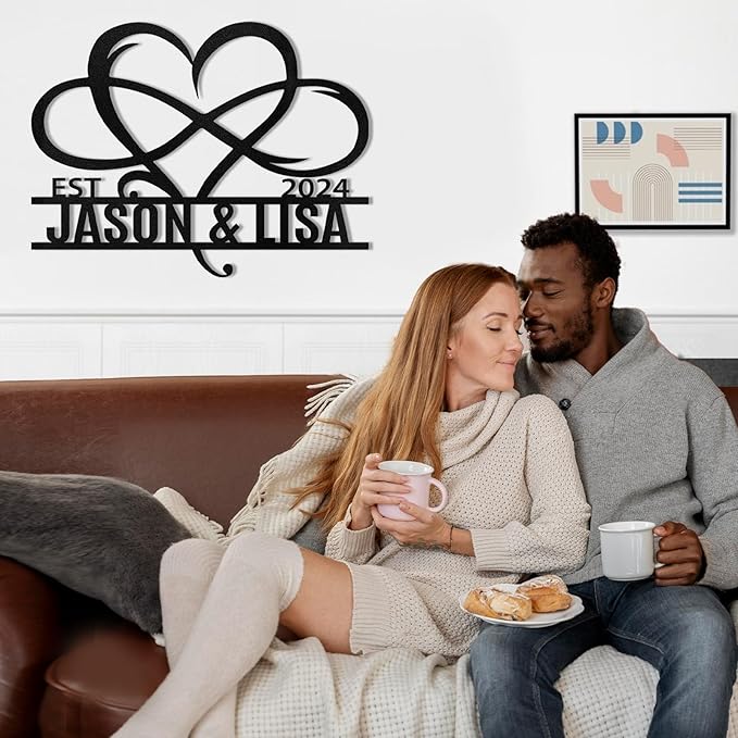 Metal Signs Customized, Infinity Heart Wall Decor, Custom Couple's Name Sign, Personalized Wedding Sign for Couples 2025, Unique Infinity Heart Metal Art, Valentines Day Gift, Home Decor Gift