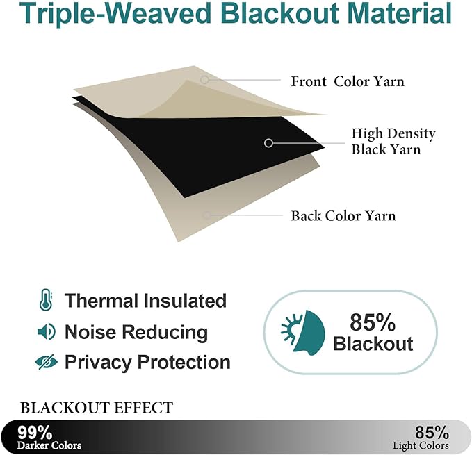 ChrisDowa Blackout Curtains 70 inches Wide for Bedroom - 2 Panels Set Extra Wide Grommet Thermal Insulated Room Darkening Curtains for Living Room (Beige, 70 x 63 Inch)