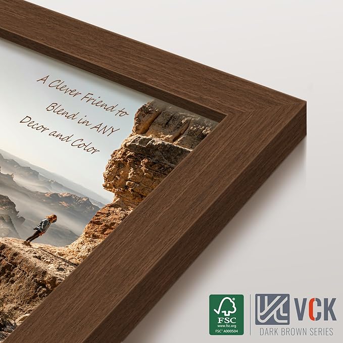 VCK 24x36 Brown Poster Frame 3 Pack, Wood Picture Frame with Exclusive Wood Grain, Wall Mounting Hanging