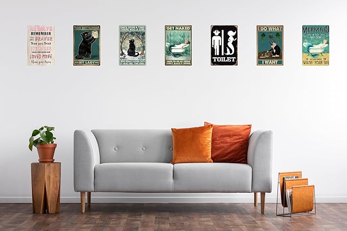 Mermaid Decor Gifts Funny Bathroom Decor Wall Art Coffee Bar Vintage Metal Tin Sign - Wash Your Tail - Office Home Toilet Signs Wall Decor Pictures 8 X 12 Inch