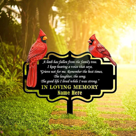 Personalized Cemetery Memorial Metal Stakes, Cardinals Memorial Grave Markers,Graden Decorations for Loss of Mother Father, Outdoor Sympathy Decor Gift