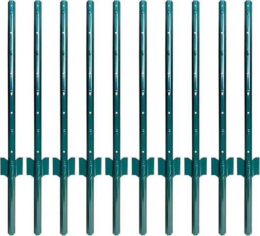 ARIFARO Sturdy Duty Metal Fence Posts 3 Feet,Pack of 10, 3-4-5-6-7 Feet No Digging Garden U Post for Wire Fencing Steel Fencing Poles for Yard, Outdoor