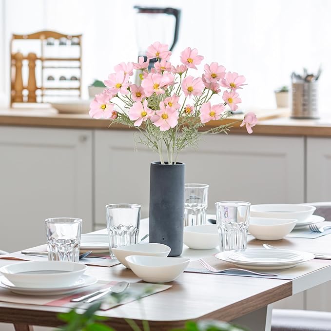 IPOPU Light Pink Flowers Artificial Daisies 5PCS Silk Cosmos Wild Flowers 24.5" Fake Pink Daisies for Vase for Home Decor Floral Arrangements Wedding Bouquets for Bride