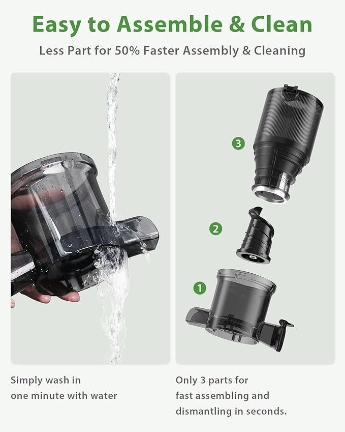 Juicer Machines with Wide Mouth & Large Feed Chute, Professional Cold Press Juicer For Whole Fruits & Vegetables, Self Feeding for Juice Extractor Machine, Easy to Clean, High Juice Yield
