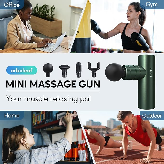 arboleaf Massage Gun Deep Tissue, Full-Metal Electric Portable Hand Held Massager Gun for Back, Body Sore Muscles, Pain Relief, Gifts, Office, Home, Athletes