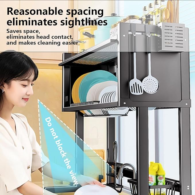 Home Furnishing Over The Sink Dish Drainer Drying Rack 3 Tier Over Sink Dish Rack for,oversink Dish Dry Rack,Space Saving Dish Drying Rack,Kitchen Sink Organizer countertop(White,105cm/41.3in)
