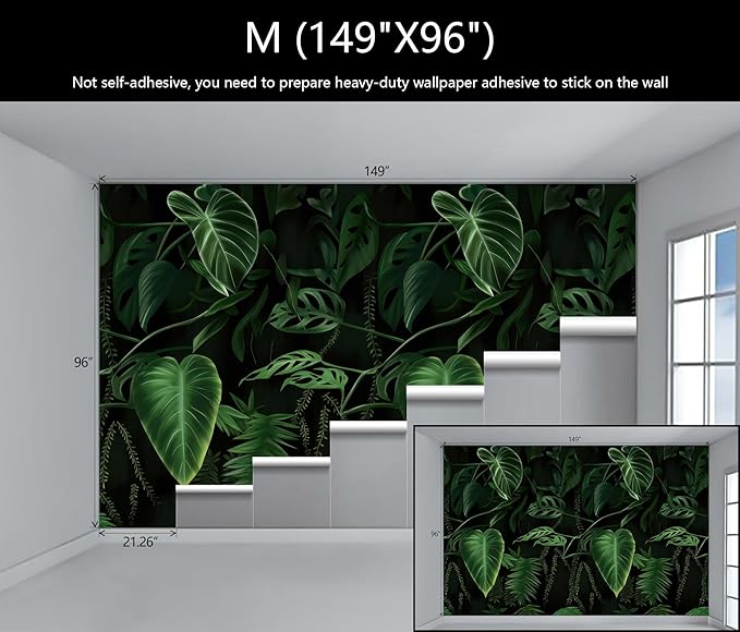WFBHUA-Green Banana Leaf Wallpaper Mural Tropical Jungle Botanical Leaves Wallpaper for Living Room Bedroom(Not Peel and Stick)