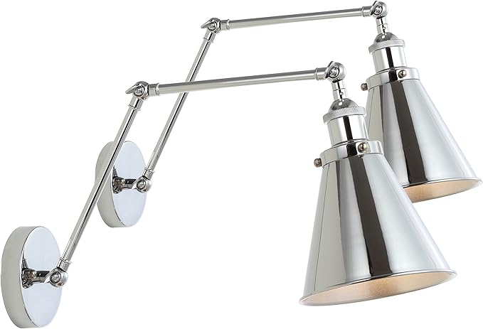 JONATHAN Y JYL7460A-SET2 Rover 7" Farmhouse Industrial Adjustable Arm Metal LED Wall Sconce Rustic Bohemian 2700K LED 4W Bulb for Entryway Lobby Kitchen Bathroom Bedroom Hallway, Chrome (Set of 2)