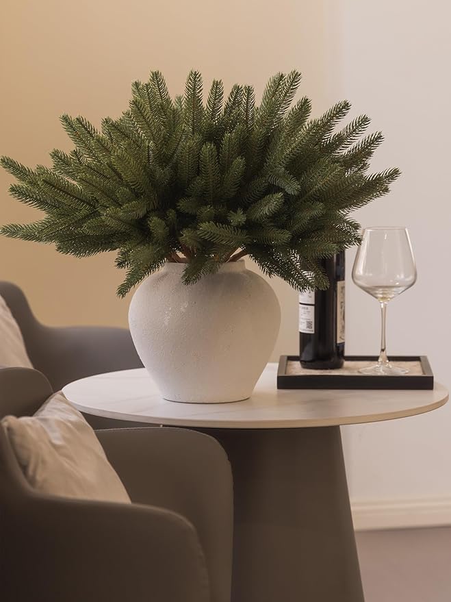 MISSPIN 12 Pcs 19.5 Inches Christmas Cedar Branches, Cedar Artificial Christmas Branches DIY Crafts Faux for Xmas Indoor Outdoor Home Decor