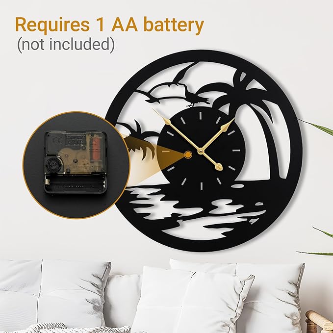 24inches/60cm Large Wall Clocks Battery Powered No Ticking Silent Round Black Modern Unique Metal Wall Clocks Suitable Living Room Kitchen Bedroom Fireplace Office Farmhouse。