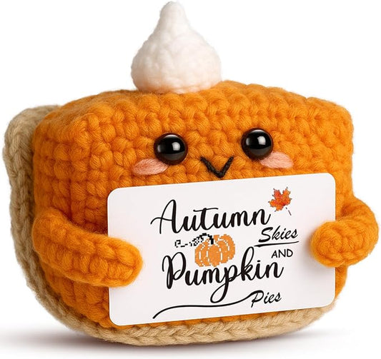 Fall Decor Mini Pumpkin Pie Crochet Doll, Small Autumn Season Holiday Pumpkin Items Plush Gift, Cute Halloween Thanksgiving Home Office Indoor Table Decoration, Christmas Stocking Stuffer Ornament