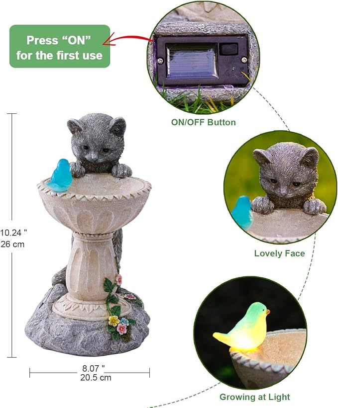 Cat Statues for Bird Bath: Outdoor Sculptures for Garden Lawn Patio Yard Balcony Porch - Unique Gifts for Mother Grandma Women