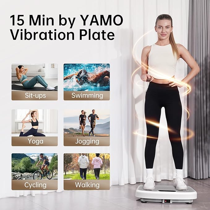 YAMO Vibration Plate Exercise Machine, Vibrating Plate for Lymphatic Drainage & Weight Loss, 350lbs Capacity Whole Body Shaking Workout Fitness Platform