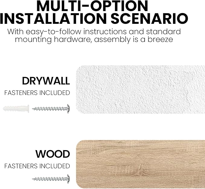 Fun Memories Floating Shelves for Wall Dec, 55"x8" Rustic Reclaimed Wood Shelves, Heavy-Duty Wall Mounted Shelves with Invisible Brackets for Living Room, Bedroom, Kitchen, Grey Finish