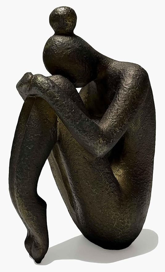 Unique Decorative Girl Thinker Bookends, Book Stopper Holder Nonskid, Book Ends for Shelves Living Room Office Home Decor, Resin, 1Pair/2Piece 6.5''