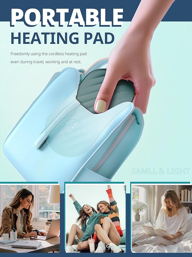 Slimpal Portable Heating Pad for Cramps, FSA HSA Eligible, Rechargeable Electric Heat Belt for Period Pain Relief, Menstrual Heated Pad Gifts for Women Her Girls Wife, Blue
