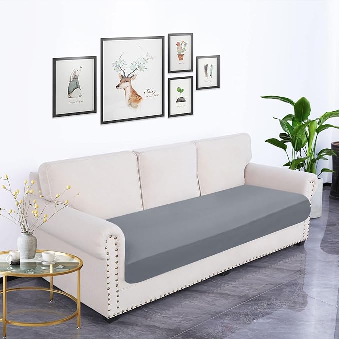 hyha Waterproof Couch Cushion Covers, Stretch Sofa Couch Seat Slipcover for Dog Washable, Non-Slip Waterproof Outdoor Cushion Covers for Patio Furniture Replacement (1 Piece for Large, Dark Grey)