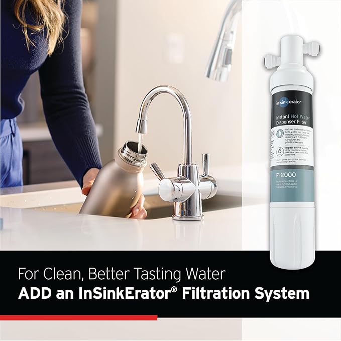 InSinkErator Stainless Steel Tank, HC250C-SS HOT250 System, 2-Handle Drinking Faucet in Chrome with 2/3-Gallon, Filter-Compatible Instant Hot/Cold Water Dispenser