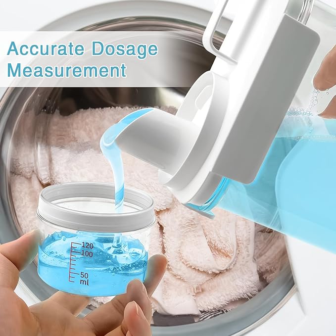 2 Pack Laundry Detergent Dispenser, 78oz Detergent Dispenser, Refluxable Laundry Detergent Container, Plastic Liquid Laundry Detergent Dispenser for Laundry Room Organization with 6 Labels
