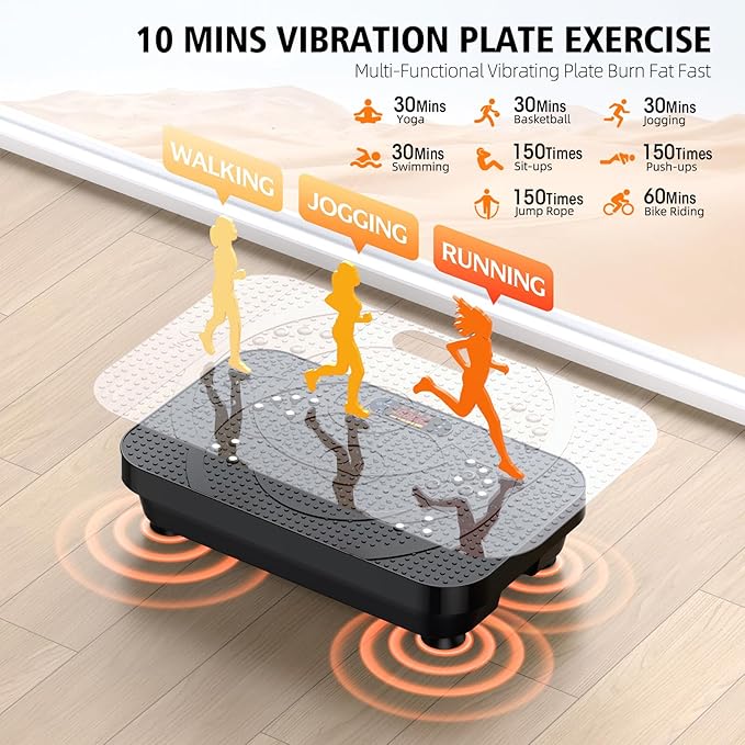 Vibration Plate Exercise Machine, OVANZA Whole Body Vibration Plate for Lymphatic Drainage, Burns Fat, Helps Toning, Weight Loss Shaping Wellness for Home Training Equipment