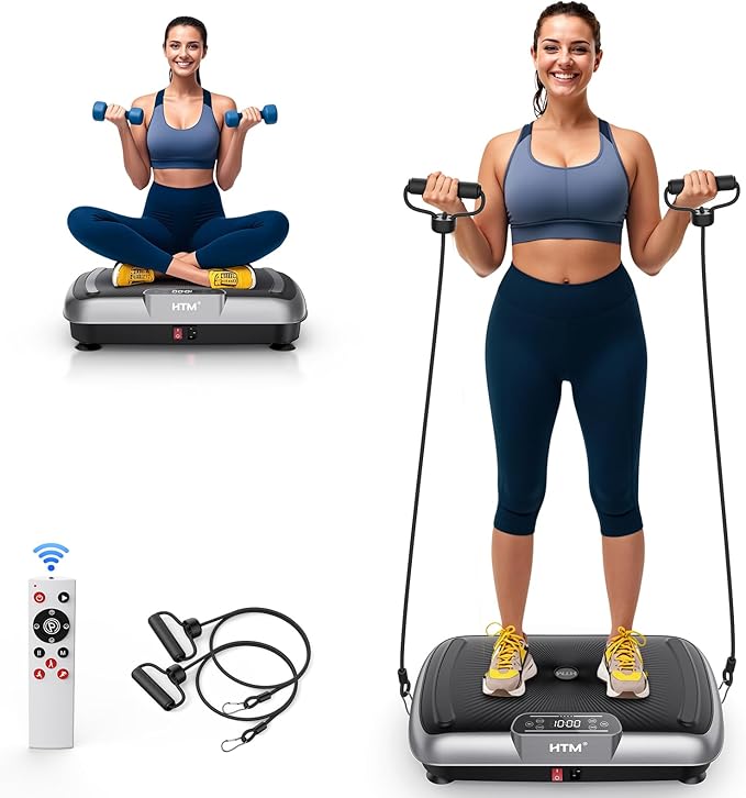 Vibration Plate Exercise Machine - 180 Speeds & 300 lb Capacity, Full Body Workout Vibration Platform with Remote Control for Lymphatic Drainage, Weight Loss & Toning