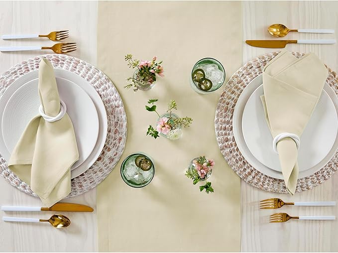 Solino Home Linen Table Runner 120 Inches Long - 100% Pure Linen Birch Table Runner 14 x 120 Inch for Fall, Autumn, Thanksgiving - Fete