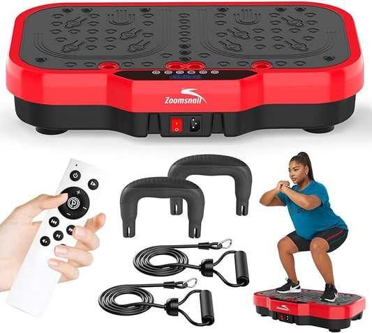 Vibration Plate Exercise Machine, 8000 Vibrations/min Adjustable Fitness Platform, 400 Lbs Capacity Whole Body Workout Extra Large Size Platform with Bluetooth for Weight Loss, Women & Men