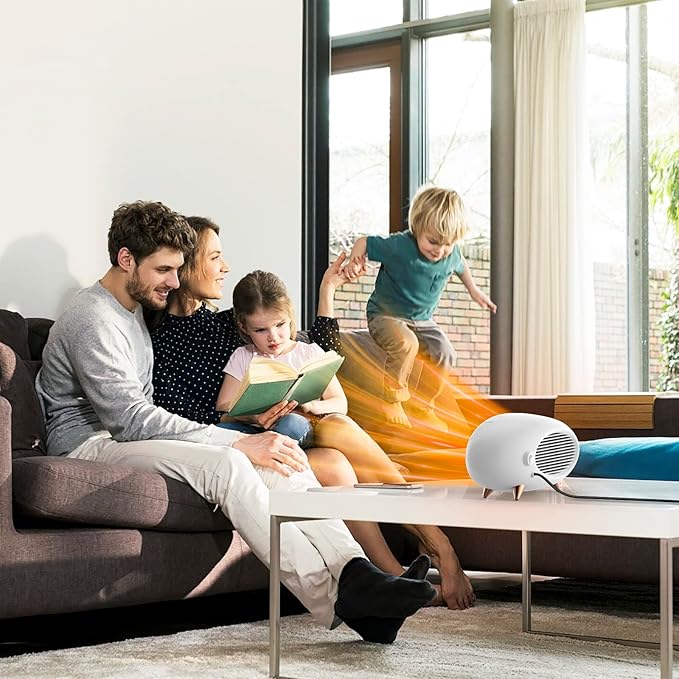 Desk Heater,600W Energy Efficient Small Desk heater for Indoor Use,PTC Fast Heating Ceramic Space Heater for Bedroom Home Office Indoor Use(White)