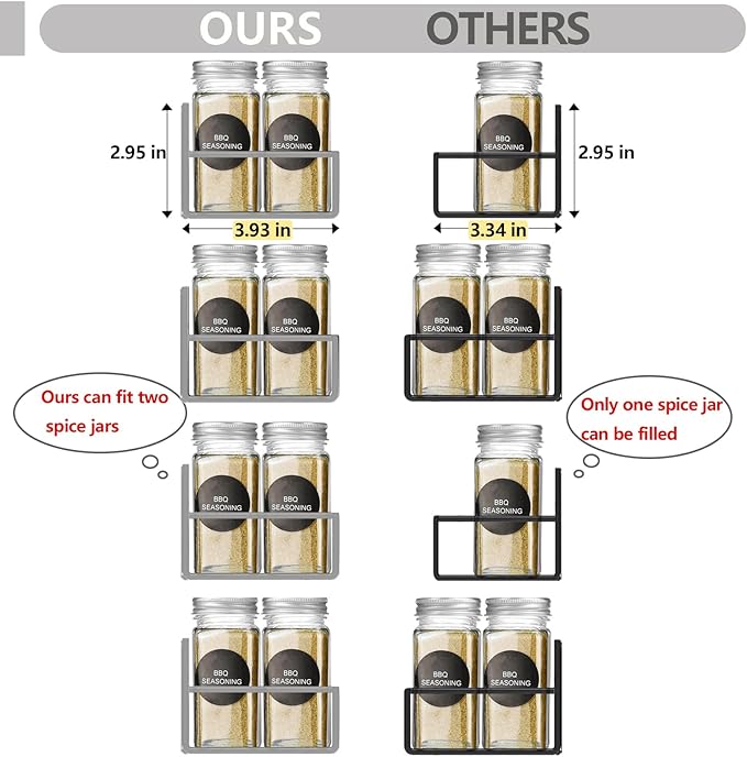 Magnetic Spice Rack Organizer for Fridge Seasoning Organizer for Kitchen Storage With Screw Magnetic Shelf for Oven, RV,Garage,Bathroom (Grey, 4pack)