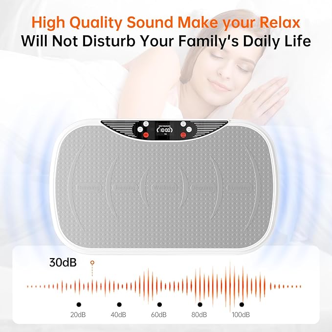 Vibration Plate Exercise Machine, Full Body Shaker Workout Vibration Plate for Lymphatic Drainage Weight Loss, Waver Vibrating Fitness Platform with Resistance Bands, Low Noise Home Fitness for Adults